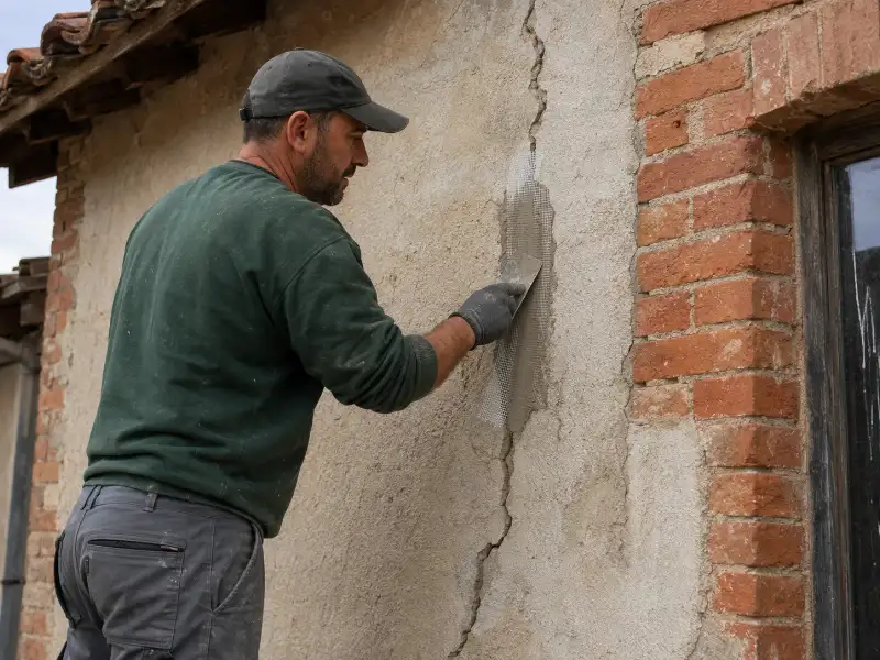 Façade de maison de bourg gaillacoise après nettoyage, brique et joints apparents