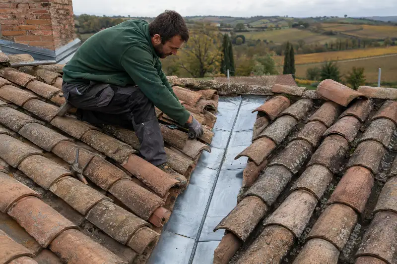 Grange couverte en bac acier avec fixations reprises